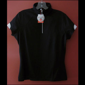 NWT Golf shirt M Black White trim Short sleeve Zipper Wicks Cools Desert Dry Top